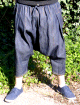 Pantalon sarouel jeans Noir Al-Haramayn Deluxe (Taille M) - Modele Cordon et poche avec fermeture zip