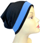 Bonnet tube habille noir assorti d'une bande bleue turquoise