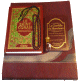 Coffret Cadeau Homme (Bordeaux) : Le Saint Coran Phonetique et La Citadelle du musulman (deux livres francais arabe phonetique), Tapis, Musk pour hommes, Chapelet