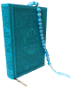 Pack Le Saint Coran (francais-arabe-phonetique) et Chapelet "Sebha" de luxe couleur bleue assortie