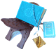 Pack Cadeau de Luxe Couleur Bleu (mixte) : Le Saint Coran et La Citadelle du musulman (francais-arabe-phonetique) + Porte Coran en bois + Chapelet + Parfum au choix