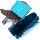 Pack cadeau bleu : Le Saint Coran (arabe-francais-phonetique) couverture cuir de luxe + Porte-Coran en bois sculpte + Tapis uni en velours