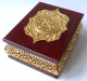 Coffret en bois de luxe special Coran avec jolis motifs metalliques dores