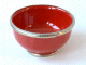Petit bol en poterie marocain de couleur Rouge emaille et cercle de metal argente