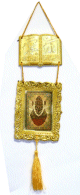 Pendentif islamique decoratif dore avec calligraphies Sourate Al-Ikhlass - Allah - Muhammad (saw)