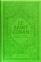 Le Saint Coran - Transcription phonetique (de l'arabe) et Traduction des sens en francais - Edition de luxe (Couverture Cuir Vert clair)