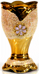 Grand bruleur d'encens : Encensoir dore en ceramique avec motifs pailletee une jolie fleur sous forme de rubis et diamants