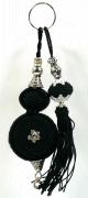 Porte-cles artisanal avec pompon en sabra - Noir