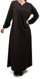 Robe simple evasee col V pour femme - Marque Amelis Paris - Couleur marron fonce