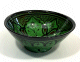 Saladier/Plat creux moyen en poterie peinte et decoree de couleur vert