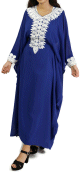 Robe de soiree orientale avec effet papillon decoree de broderies et de strass - Couleur bleue