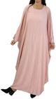 Robe longue papillon evasee avec doublure tissu crepe de couleur rose clair