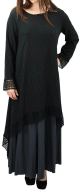 Tunique noire avec dentelle pour femme (Taille standard)