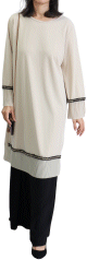 Tunique ample avec parties plissees pour femme - Couleur Beige