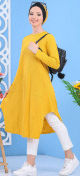 Tunique mi-longue evasee de couleur jaune empereur (Vetement pour femme ample et mastour)