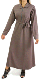 Robe longue fermeture zip avec ceinture pour femme (Taille standard) - Couleur taupe