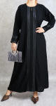 Abaya Dubai chic pour femme - Robe noire des emirats avec broderies et strass
