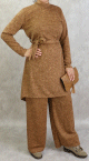 Ensemble tunique et pantalon chine de couleur marron