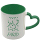 Mug avec anse sous forme de coeur - Couleur vert fonce (interieur et poignee) - Tasse cadeau