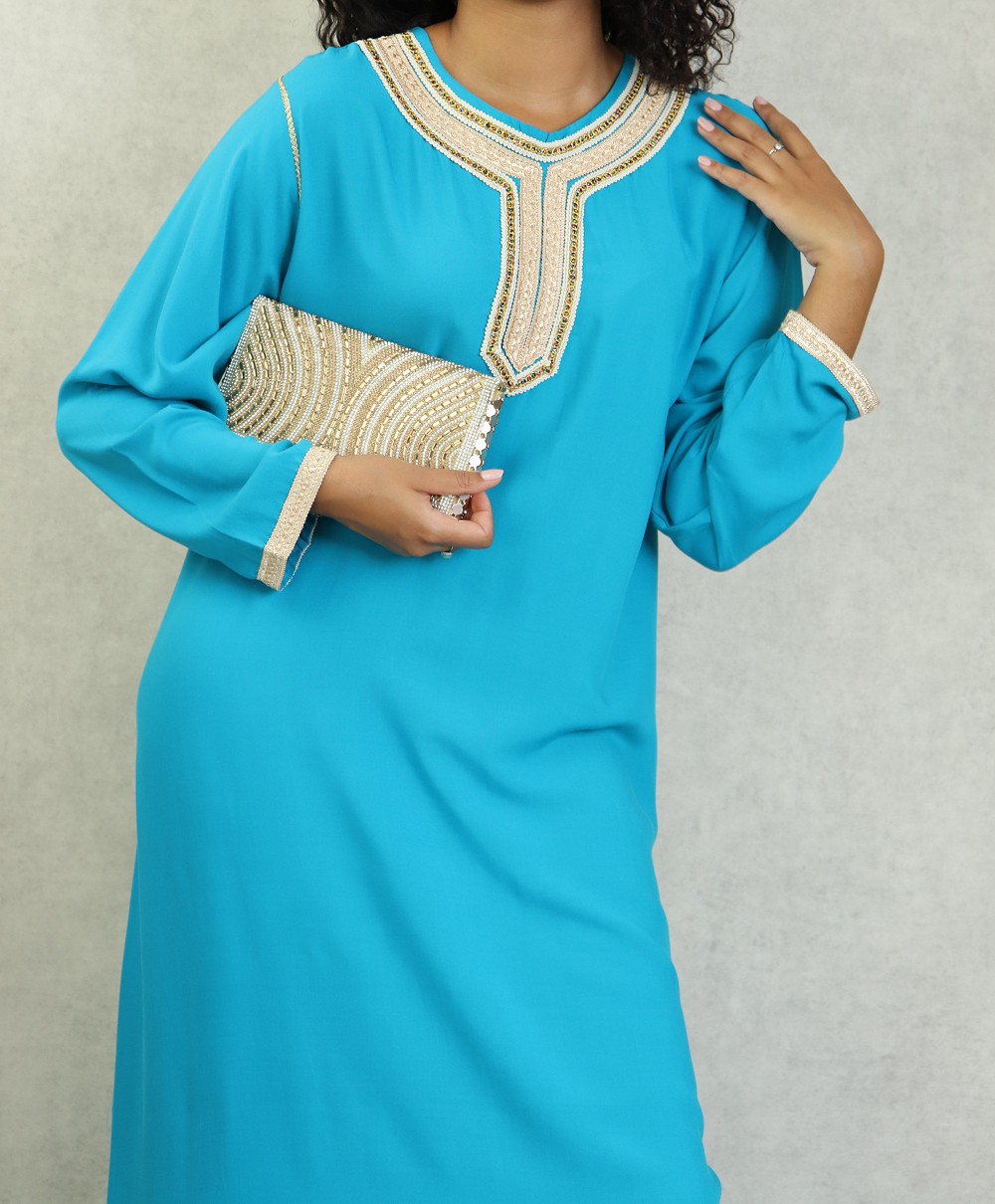 Robe longue en coton avec broderie pour femme (Plusieurs couleurs
