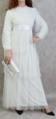 Robe longue de soiree et mariage ou demoiselle d'honneur pour femme - Couleur blanche