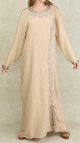 Robe orientale algerienne brodee et perlee pour femme - Couleur Beige