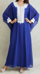 Robe de soiree orientale (2 pieces) pour femme avec effet papillon decoree de broderies et de strass - Couleur Bleu Roi