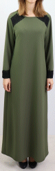 Robe longue a manches longues sobre et chic - Couleur Vert kaki