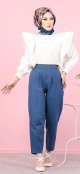 Pantalon casual a pinces pour femme (Vetement Turque) - Couleur Bleu