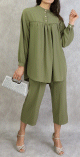 Ensemble casual chic pour femme - Deux pieces (tunique et pantalon) - Couleur Vert kaki