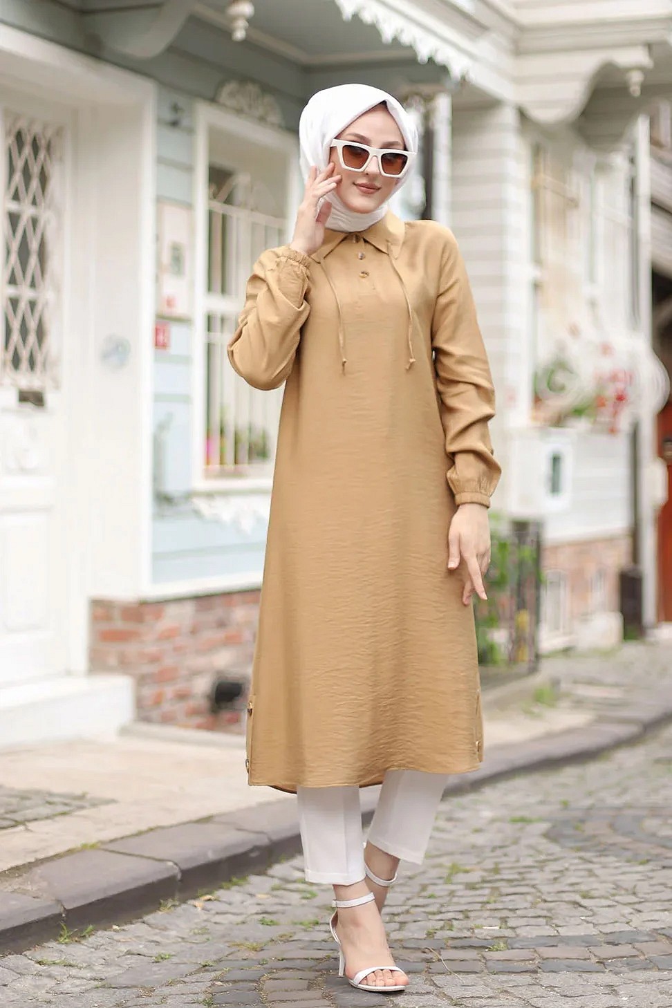 Gk-281 Tesettür tunik-Tunique-Hijab Robe-longue coiffe 