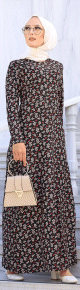 Robe à fleurs (motifs fleuris) - Vêtements pour femme voilée en ligne - Couleur noire Robe a fleurs (motifs fleuris) - Vetements pour femme voilee en ligne - Couleur noire