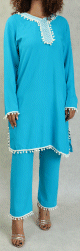 Ensemble deux pieces tunique pantalon style Jabador femme - Couleur Bleu turquoise