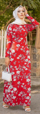 Robe longue fleurie (Boutique en ligne Hijab Street & Outfit) - Couleur rouge Robe longue fleurie (Boutique en ligne Hijab Street & Outfit) - Couleur rouge