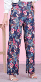 Pantalon femme imprimé à fleurs bleu marine Pantalon femme imprime a fleurs bleu marine