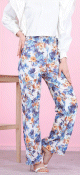 Pantalon femme imprimé à fleurs bleu Pantalon femme imprime a fleurs bleu