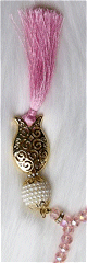 Chapelet "Sabha" de luxe a 99 perles en cristal decoration metallique et perles - Couleur rose clair