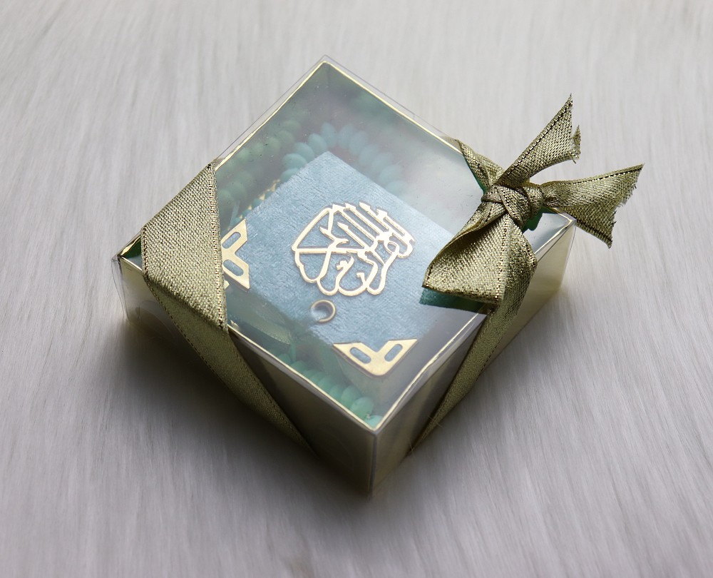 Coffret Cadeau : Mini Coran + chapelet Sabha - Couleur bleu turquoise -  Objet de décoration ou oeuvre artisanale sur