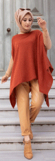 Poncho pour femme (Cape pour hijab) - Couleur brique Poncho pour femme (Cape pour hijab) - Couleur brique