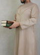 Qamis traditionnel elegant pour homme de qualite superieure avec broderies - Couleur beige fonce