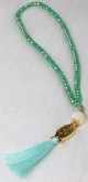 Chapelet "Sebha" de luxe a 99 perles en cristal decoration metallique et perles - Couleur vert emeraude
