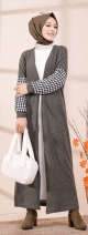 Cardigan long pour femme (Vetement hiver hijab) - Couleur kaki Cardigan long pour femme (Vetement hiver hijab) - Couleur kaki