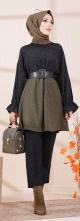 Tunique bicolore (Vetement pour femme voilée) - Couleur noir et kaki Tunique bicolore (Vetement pour femme voilee) - Couleur noir et kaki