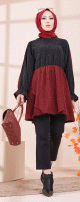 Tunique bicolore (Tenue pour femme voilée) - Couleur noir et bordeaux Tunique bicolore (Tenue pour femme voilee) - Couleur noir et bordeaux