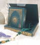 Coffret Cadeau Musulman : Coran dore et Chapelet (Sebha de luxe) : Couleur Vert