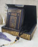 Coffret Cadeau Muslim : Coran dore et Chapelet (Sebha de luxe) : Couleur noir (Motif La Porte de la Kaaba)