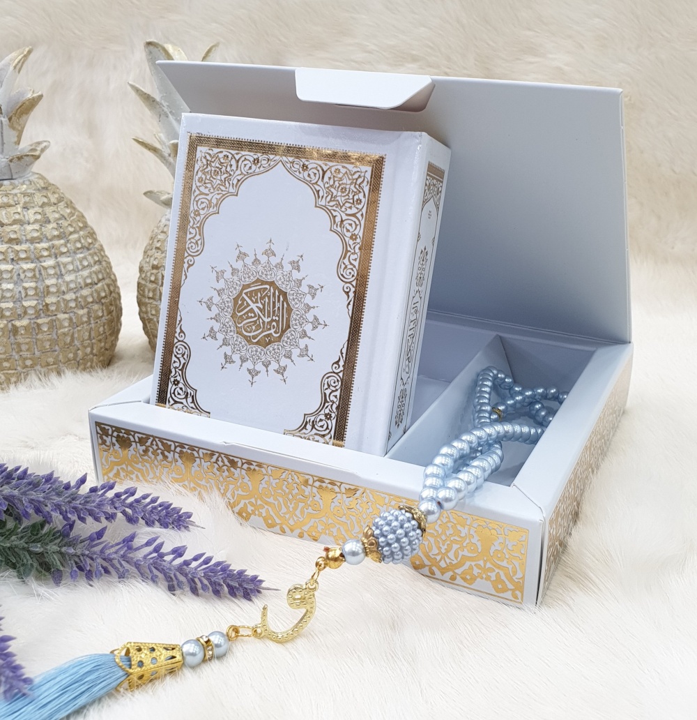 Coffret Cadeau Ramadan Kareem : Boite cadeau avec Tapis et Chapelet  deluxe assorti - Couleur Rose Doré - Objet de décoration ou oeuvre  artisanale sur