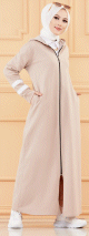 Djellaba moderne à capuche (Vêtement adapté à la femme voilée) - Couleur beige Djellaba moderne a capuche (Vetement adapte a la femme voilee) - Couleur beige