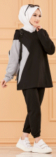 Ensemble decontracte et sport pour femme (Boutique vetement musulman en ligne) - Couleur noir et gris