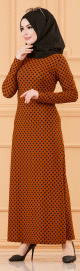 Robe longue à pois pour femme (Vetement musulman chic) - Couleur tabac Robe longue a pois pour femme (Vetement musulman chic) - Couleur tabac